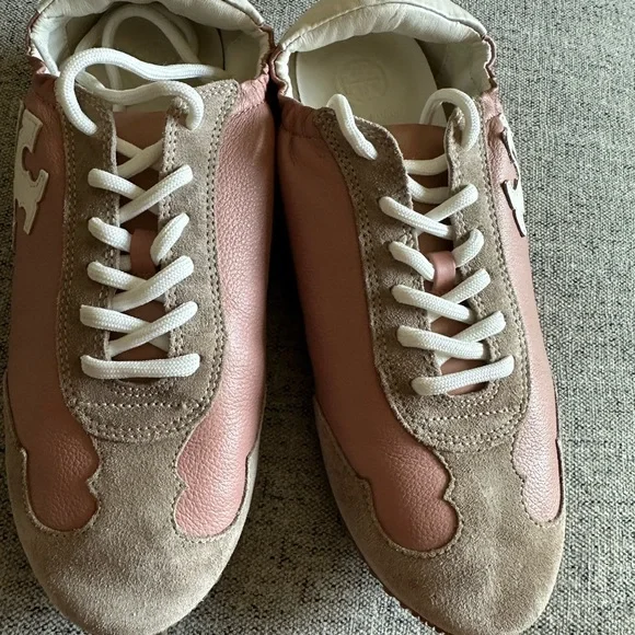 Tory Burch Pink and Cream Sneakers Vintage Double T Trainer pink moon/ivory - Picture 3 of 10